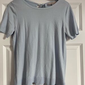 LOFT Baby Blue Short Sleeve Sweater Size M Tie In Back